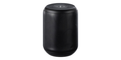 Poster - Black 3D Portable Bluetooth Speaker Isolated on Transparent Background.