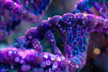 Poster - this vibrant representation showcases dna strands with rich colors and intricate patterns, along wit