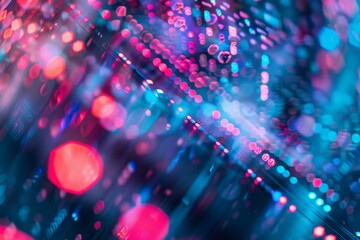 Poster - Brightly colored lights blur and blend to form dynamic abstract patterns, showcasing the energy and vibrancy of an urban night atmosphere.