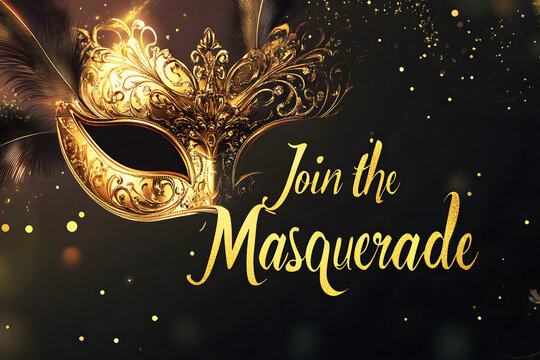Elegant Gold Masquerade Mask Invitation