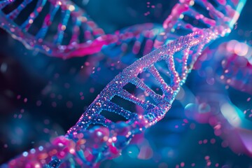 Poster - this captivating visual showcases a detailed representation of a dna double helix with striking blue