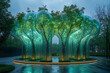 © Qairat - A green park with glowing artificial trees and interactive technology displays