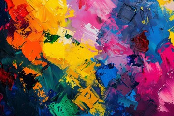 Poster - An abstract artwork with a burst of vivid colors intertwines, creating an energetic and lively visual experience that draws the viewer in.