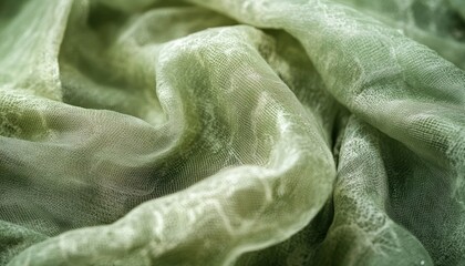 Abstract Green Fabric with a Fine Grid Pattern