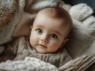 Wall Mural - A newborn baby laying on a blanket