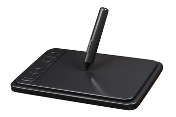 Poster - 3d Digital Graphics Drawing Tablet Monitor Pen with tablet icon. Minimal tablet computer with pen. Art, Clipart Digital drawn stylus cartoon, object, graphic, line art, painting concept. 3d render.