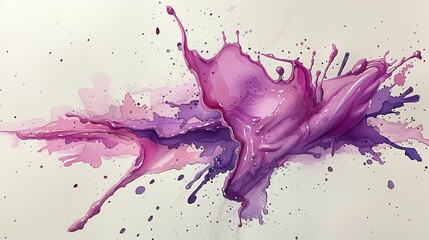 Poster - A vibrant explosion of purple paint creates a striking mark on a light canvas, highlighting the dynamic movement of paint in an artistic display of color and texture.