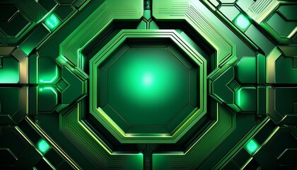 Poster - green hexagonal abstract metal background with light