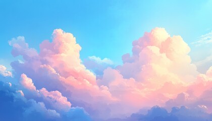 Wall Mural - Pastel Cloudscape with Blue and Pink Hues