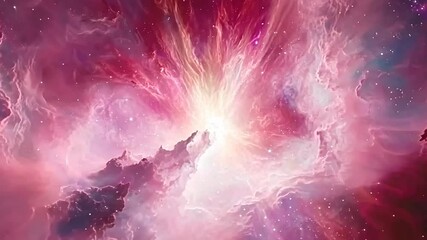 Wall Mural - A vibrant cosmic scene showcasing a nebula with swirling colors and star formation.