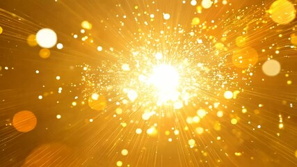 Wall Mural - A radiant burst of golden light with sparkling particles, evoking a sense of celebration.