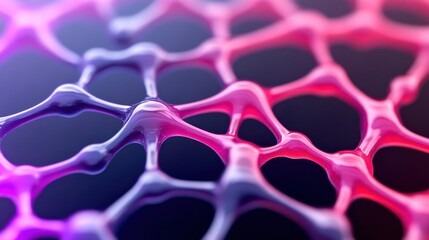 Aufkleber - A close-up of a colorful, intricate network resembling molecular structures, showcasing vibrant pink and purple hues against a dark background.