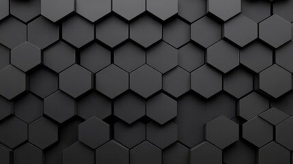 Wall Mural - Immerse in a sleek 3D world of black cubes, showcasing modern textures and futuristic geometric patterns.