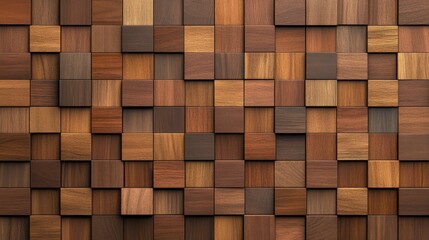 Wall Mural - Experience the charm of modern design with these 3D wooden wall tiles, perfect for any rustic or contemporary space.