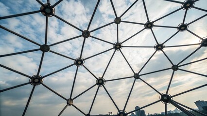 Abstract network of interconnected nodes forming a intricate web, grid, nodes, abstract, design, modern