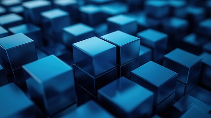 Poster - Abstract blue cube pattern. .