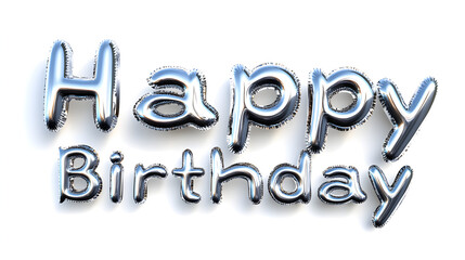 Poster - 'Happy Birthday' in Metallic Letters reflecting light, adding a modern and sleek feel