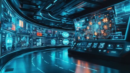 Poster - Futuristic Control Room with Advanced Technology