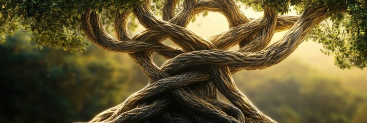 Poster - a vivid representation of the tree of life showcases intertwined branches and roots, highlighting th