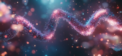 Poster - colorful abstract dna strand, vibrant particles, glowing lights, digital art