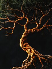 Poster - A powerful depiction of the tree of life with strong branches and roots, showcasing growth and the interconnectedness of all living things. Generative AI