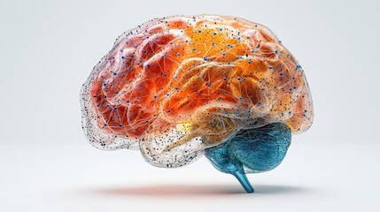 Poster - A vibrant, abstract representation of a brain, showcasing intricate details and a blend of colors, emphasizing creativity and the complexity of thought.