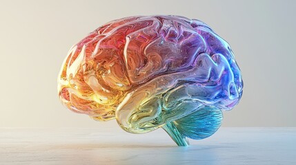 Poster - A colorful, translucent brain sculpture symbolizing creativity, intellect, and the complexity of thought.