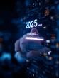 © Blind  - A person pointing to loading bar transitioning from 2024 to 2025, progress, future planning, and new year goals. Progress and transition from 2024 to 2025 concept. annual planning and business growth,