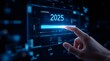 © Blind  - A person pointing to loading bar transitioning from 2024 to 2025, progress, future planning, and new year goals. Progress and transition from 2024 to 2025 concept. annual planning and business growth,