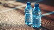 © B8stock - Two bottles of fresh water on a sports track.