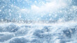 © SandaRina - Snow-covered landscape with falling snowflakes under a cloudy sky. Winter season background. Concept of cold weather and snowfall