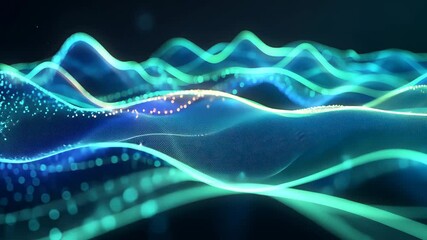 Leinwandbilder - Neon green, blue chart waves with diagram Video