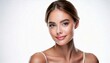 © SANGMI - Beautiful young woman with clean perfect skin. Portrait of beauty skincare model with natural make up, isolated on a white background
