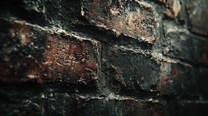 Poster - Dark Grungy Textured Brick Wall with Weathered Appearance and Unique Patterns, Ideal for Backgrounds and Artistic Designs in Various Creative Projects