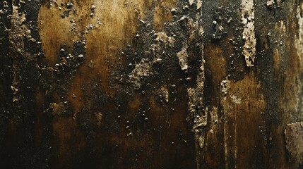 Poster - Close-up Texture of Weathered and Cracked Wood Surface with Dark Tones, Natural Imperfections and Rustic Appearance Ideal for Artistic Backgrounds and Designs