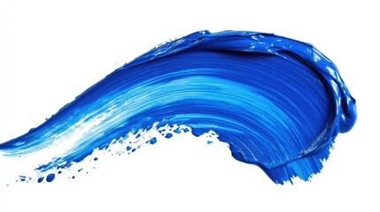 Poster - Vivid Blue Paint Stroke Creating a Dynamic Flow on White Background, Ideal for Creative Projects, Artistic Designs, and Modern Aesthetics in Visual Media