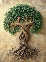 Leinwandbilder - Intricate branches and roots intertwine to form a tree of life displaying the essence of growth, connectedness, and unity among all living beings. Generative AI