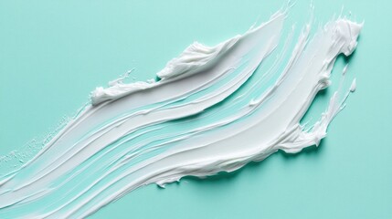 Poster - Smooth, Abstract Texture of White Paint Streaks on a Light Mint Background, Perfect for Modern Art or Design Projects and Creative Workspaces