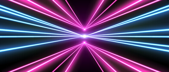 Wall Mural - laser rays or beams, glowing neon lines, bright futuristic background. motion or speed light effect.