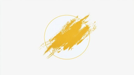Poster - Abstract Yellow Brush Stroke Design with Circular Frame Perfect for Modern Art, Graphic Design Backgrounds, and Creative Projects