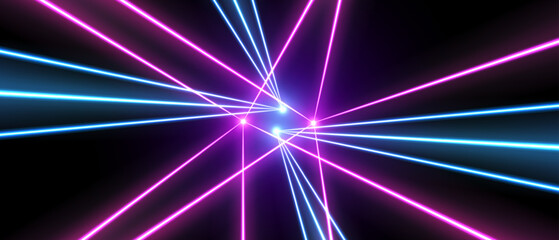 Wall Mural - laser rays or beams, glowing neon lines, bright futuristic background. motion or speed light effect.