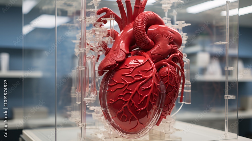 Human heart model with a clear view of the chambers and valves Stock ...