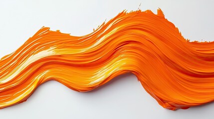 Poster - Vibrant Orange Paint Stroke Creating Dynamic Texture on White Background, Perfect for Creative Projects and Modern Design Concepts, Abstract Art Inspiration