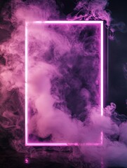 Sticker - Neon pink frame surrounded by swirling smoke