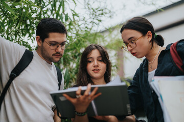 Poster - High school students are gathered in a cozy coffee bar, working together on assignments. The image captures a collaborative and relaxed atmosphere, highlighting the importance of friendship in