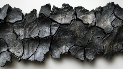 Poster - Detailed Close-Up of Cracked Black Texture on Surface, Evoking Natural Patterns and Abstract Artistry, Perfect for Modern Design and Artistic Projects