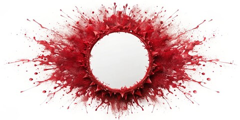 Wall Mural - A crimson explosion forms a circular frame, its intricate splatter pattern resembling a delicate, yet powerful, burst of color.