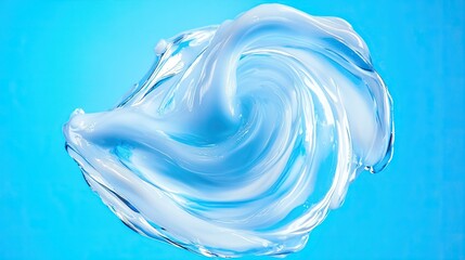 Poster - Swirling Blue Liquid Form Over Gentle Background, Capturing Motion and Fluidity for Creative and Abstract Visual Projects in Advertising and Design
