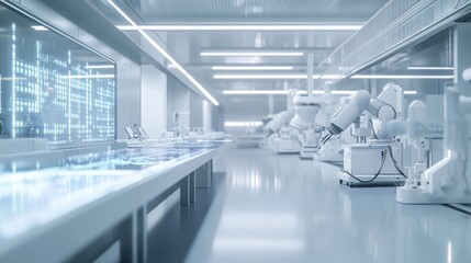 Poster - Modern Futuristic Factory with Automated Robotic Arms