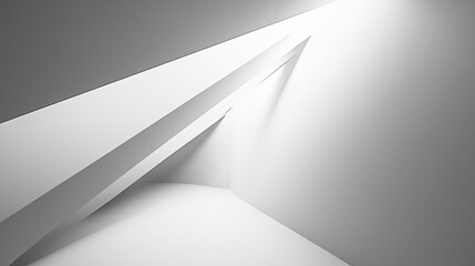 Poster - Abstract grayscale architectural rendering of intersecting planes and light.